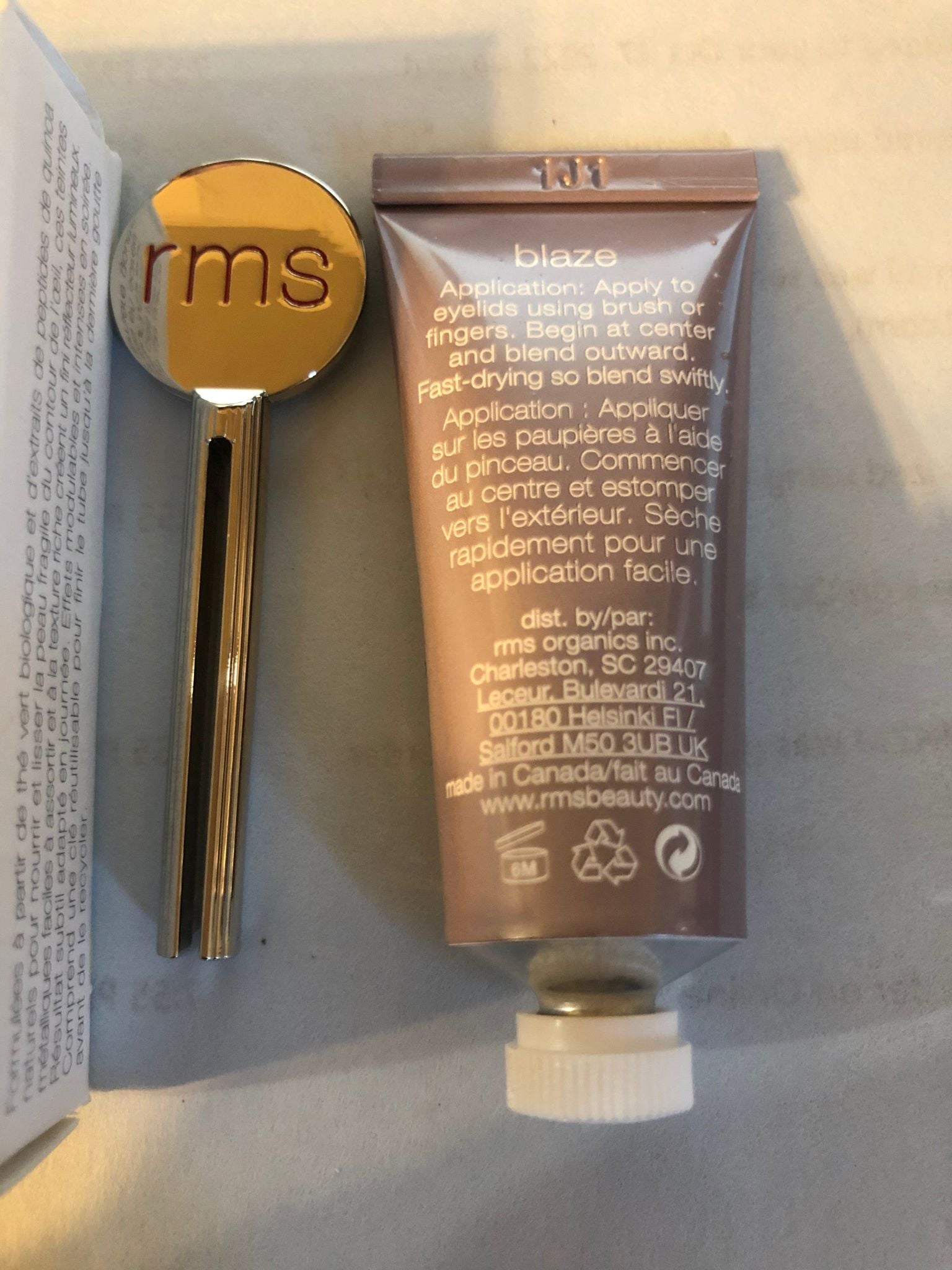 RMS Beauty Eyelight Cream Eyeshadow - Longwearing Crease-Proof Organic Liquid Eyeshadow, Nourishing, Natural and Buildable Shades for Night and Day - Blaze (0.28 oz / 8.28 ml)