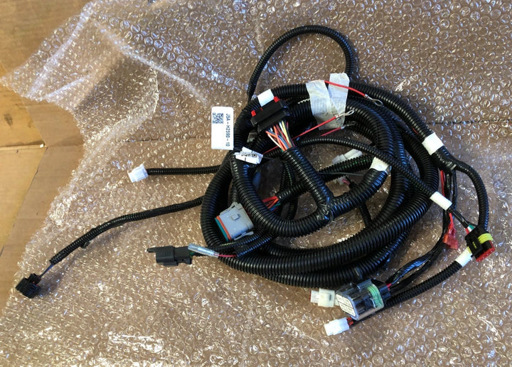 New Yamaha J5A-H2590-10-00 wire harness assembly with bundled black electrical cables and multiple connectors for a golf cart