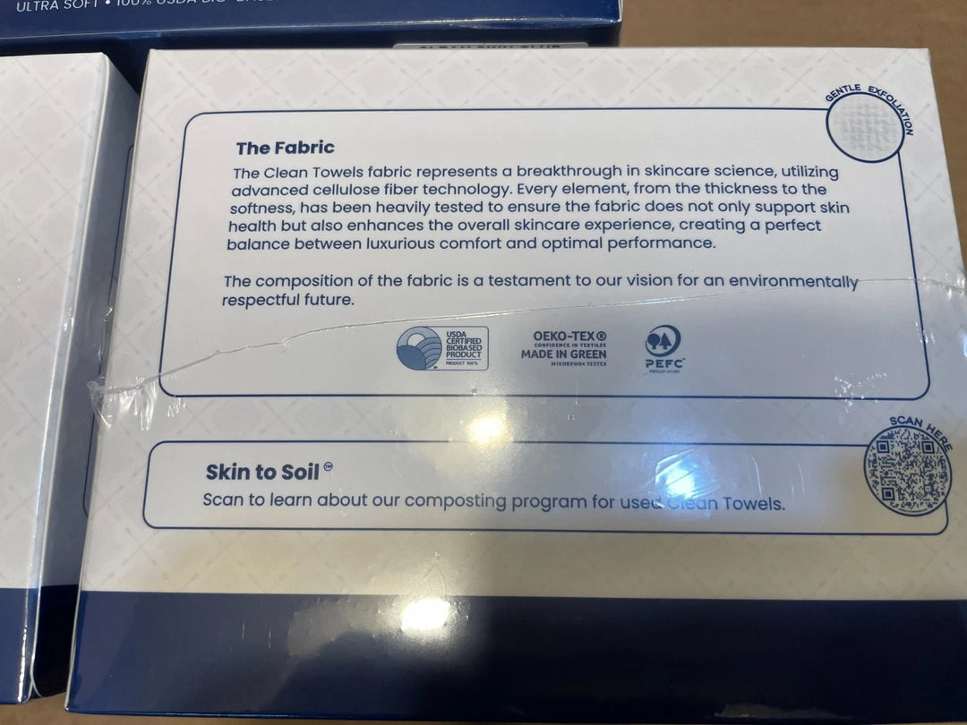 Clean Skin Club Clean Towels XL – 3 Pack (150 Total) 100% USDA Biobased Face Towels