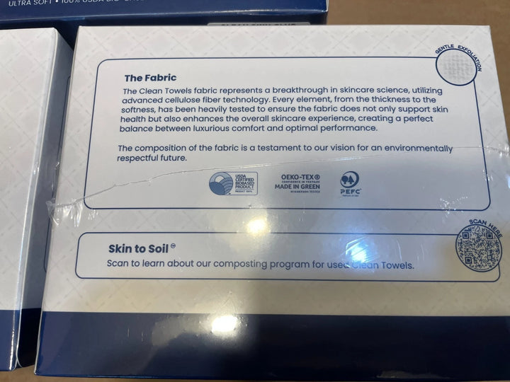 Clean Skin Club Clean Towels XL – 3 Pack (150 Total) 100% USDA Biobased Face Towels