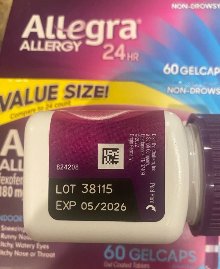 Allegra Allergy 24-Hour No-Drowsy Gelcaps, 60 Count (Exp 05/2026)