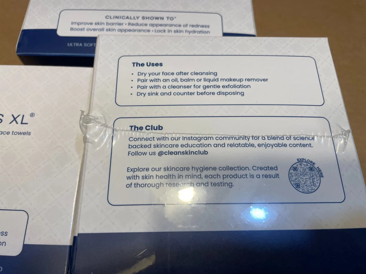 Clean Skin Club Clean Towels XL – 3 Pack (150 Total) 100% USDA Biobased Face Towels