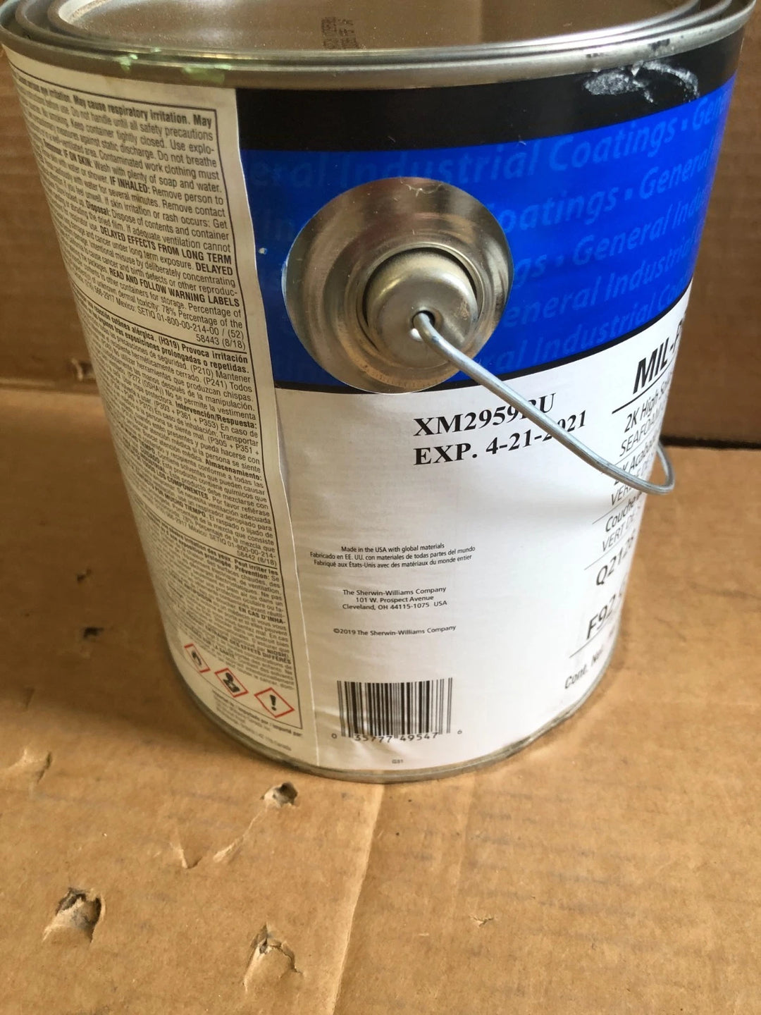 Expiration date 04/2021 on Sherwin Williams MIL-PRF-22750G Type II epoxy topcoat sealed can