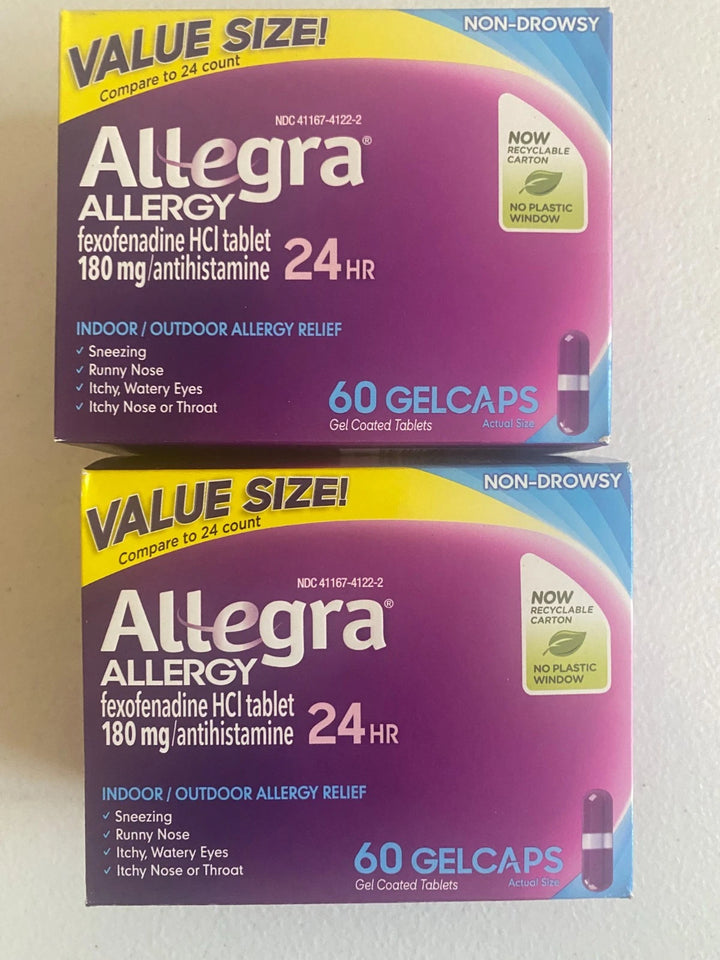 Allegra Allergy 24-Hour No-Drowsy Gelcaps, 60 Count (Exp 05/2026)