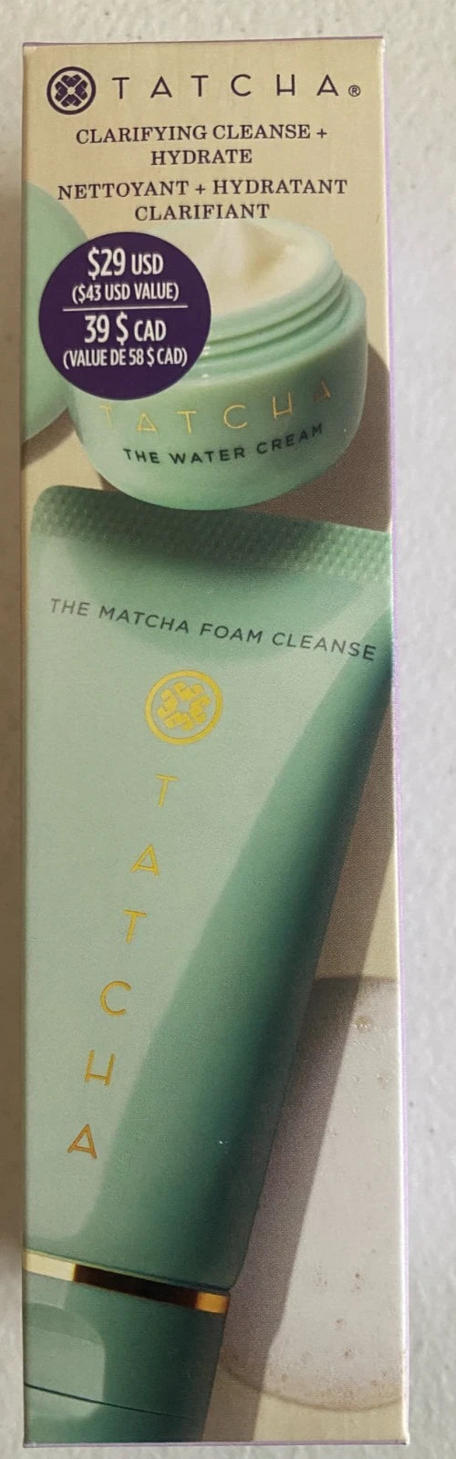 Tatcha Bundle of 2 - The Water Cream 15mL &amp; Matcha Foam Cleanse 50mL NEW