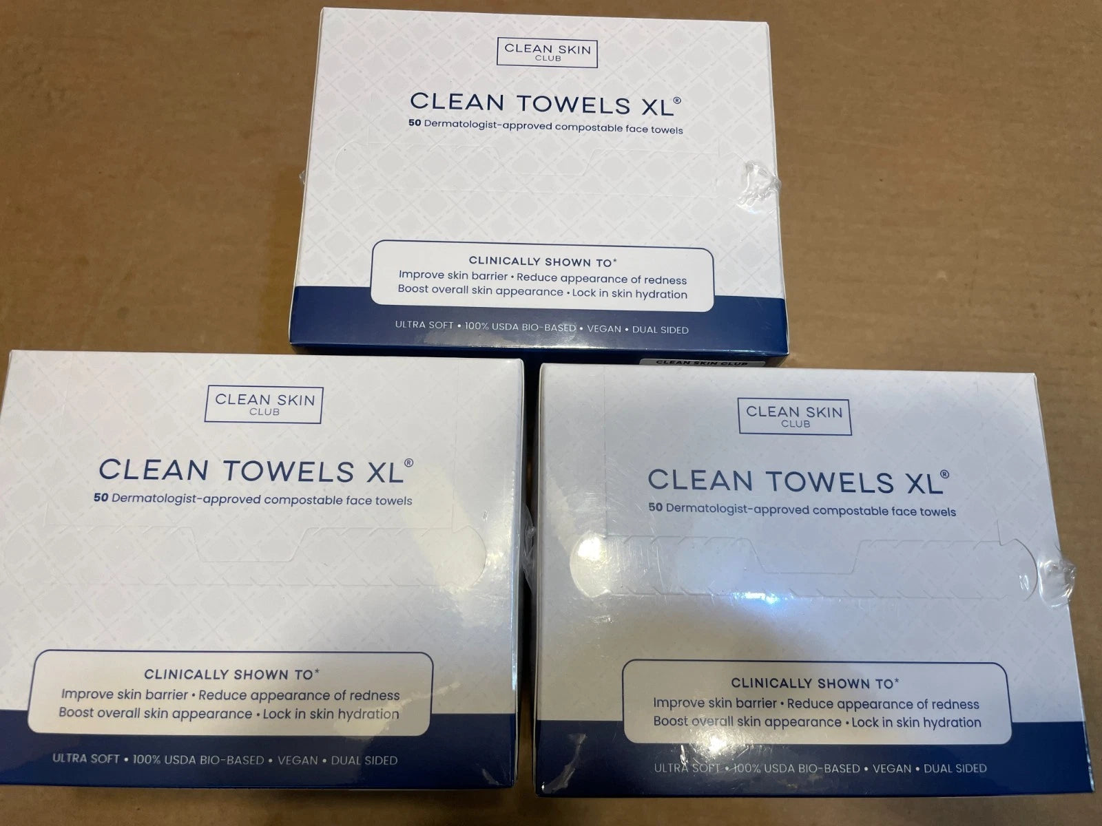 Clean Skin Club Clean Towels XL – 3 Pack (150 Total) 100% USDA Biobased Face Towels