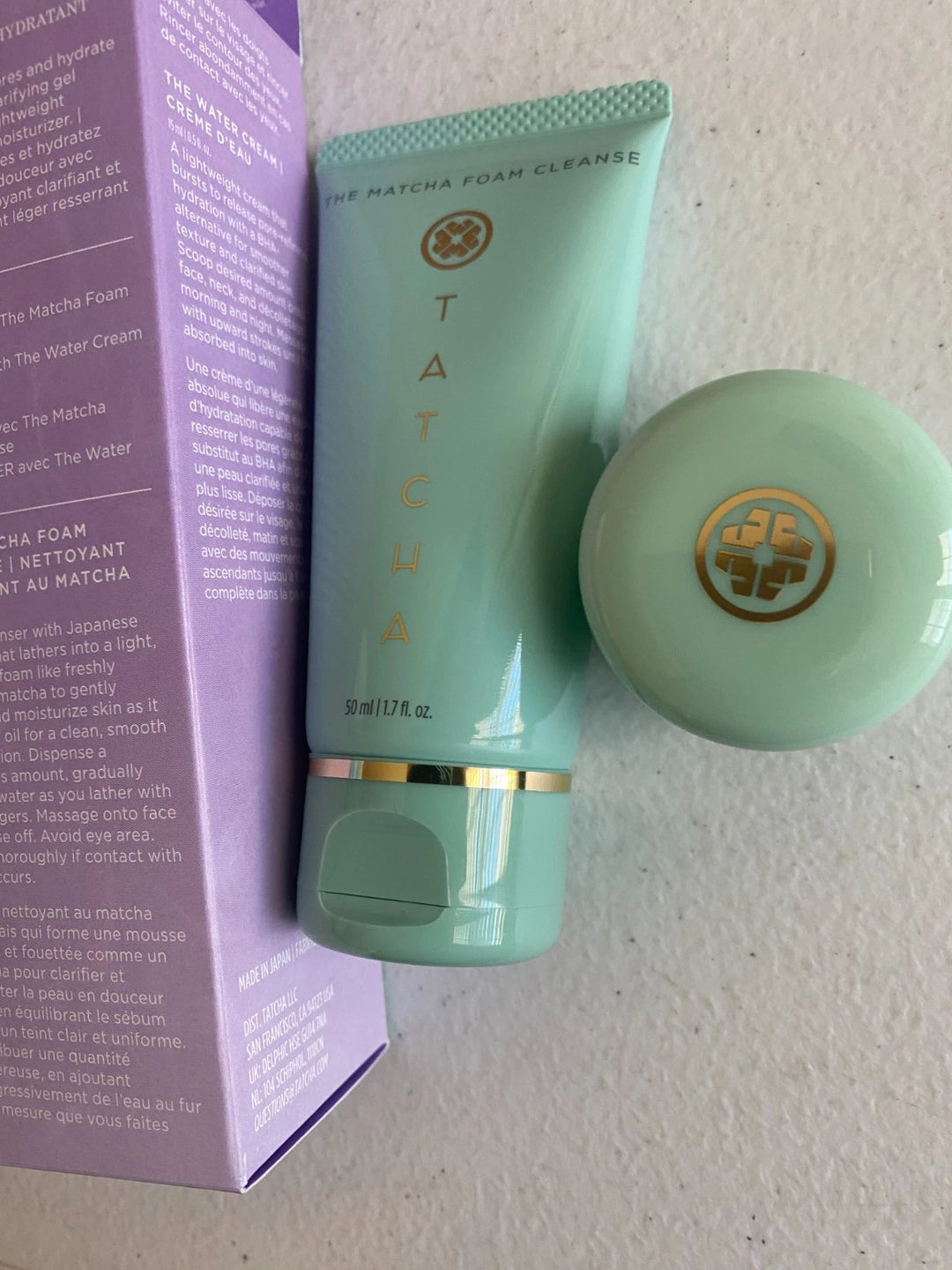 Tatcha Bundle of 2 - The Water Cream 15mL &amp; Matcha Foam Cleanse 50mL NEW
