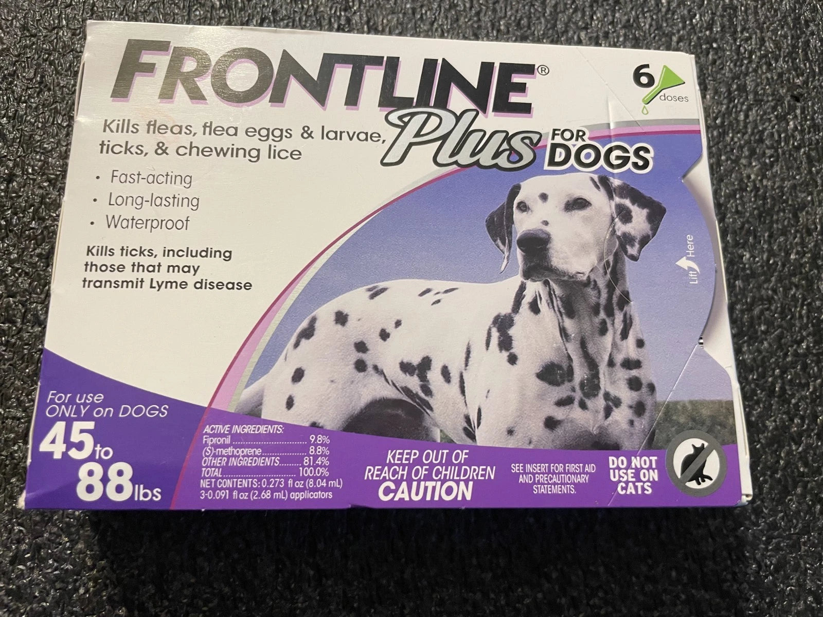 Frontline Plus for Dogs 45 - 88 lbs 6 pack 100% Genuine U.S EPA Approve