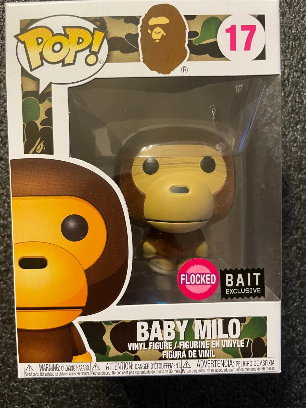 FUNKO POP! BABY MILO #17 BAPE EXCLUSIVE FLOCKED NO SHIRT VARIANT RARE 17