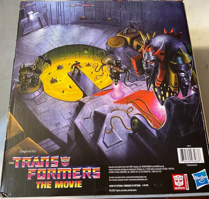 Hasbro Transformers Quintesson Pit of Judgement SDCC exclusive action figure set, featuring iconic characters, detailed and highly collectible.