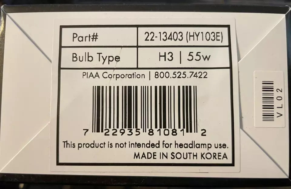 PIAA 22-13403 Solar Yellow H3 light bulb, 2500K, 12V 55W, 2-pack, ideal for improved visibility in foggy or low-light conditions.