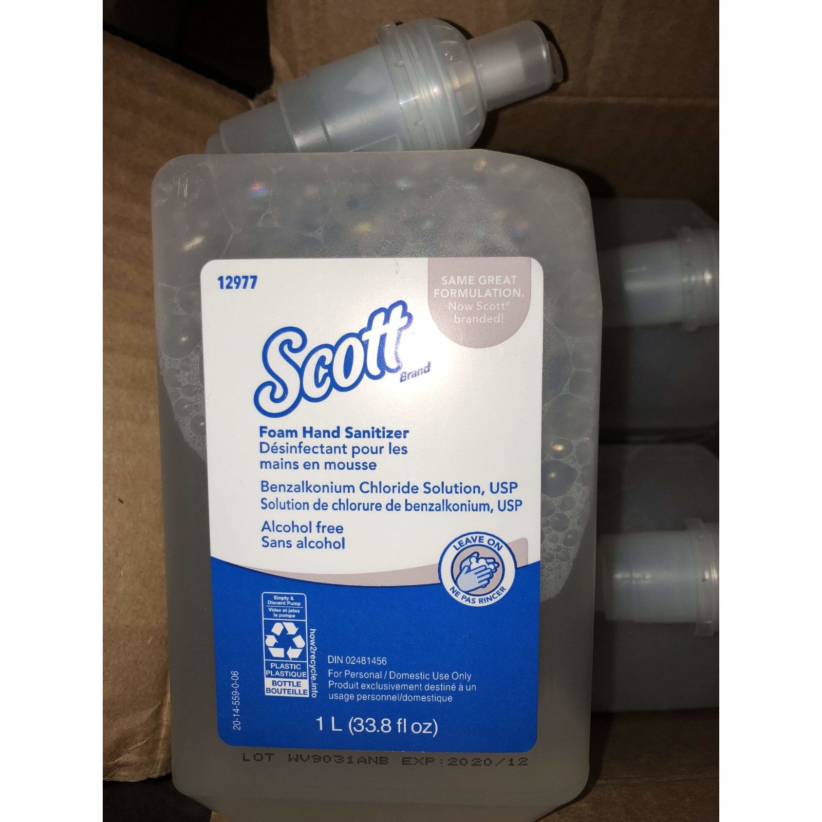 Scott unscented alcohol-free foam hand sanitizer, 6 per case, offers effective germ protection without drying out skin.