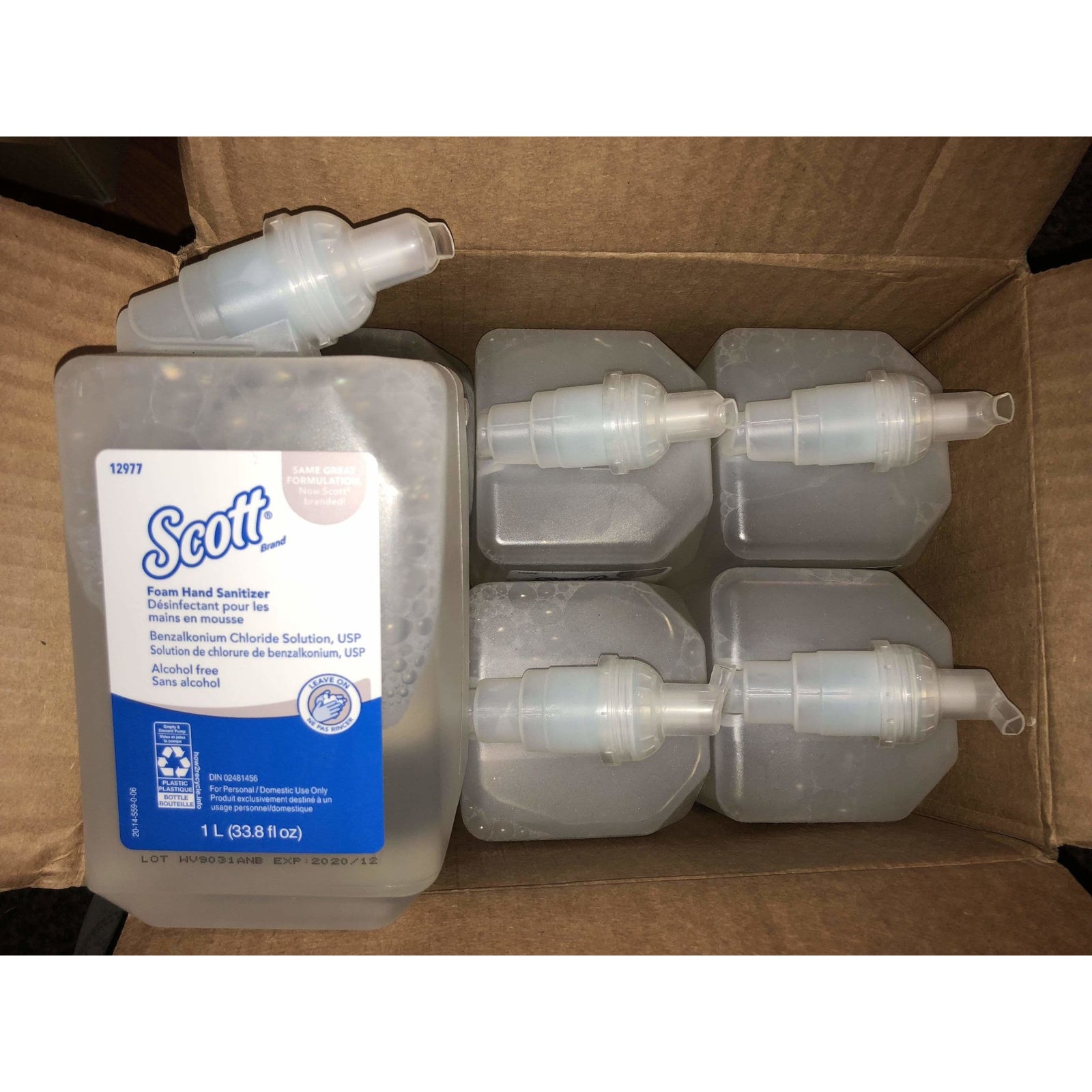 Scott unscented alcohol-free foam hand sanitizer, 6 per case, offers effective germ protection without drying out skin.