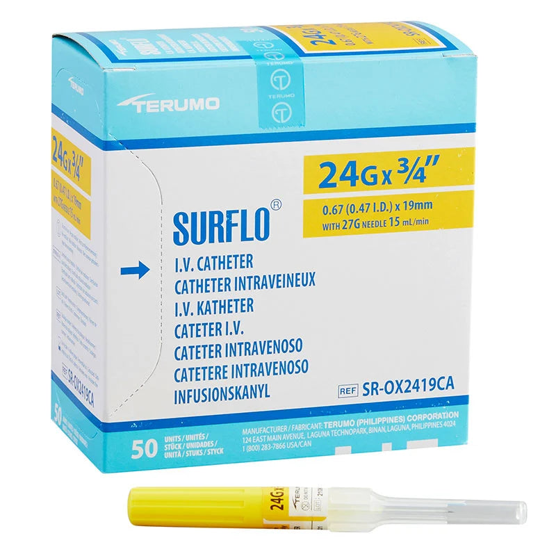 24G x 3/4" Ref SR-OX2419CA Terumo Surflash IV Catheter (50-Box)