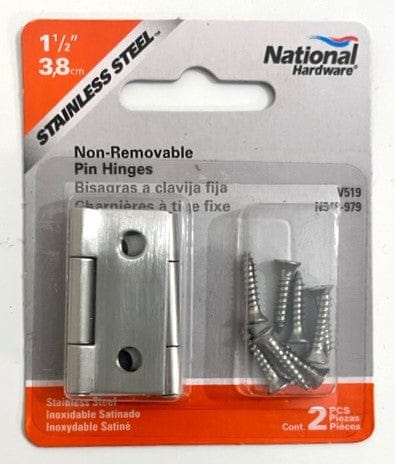 National Hardware N348-979 Non-Removable Pin Hinges 1-1/2" (2-Pieces) 1-1/2" / Stainless Steel