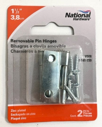 National Hardware N141-739 Removable Pin Hinges, 1-1/2" Zinc Plated, (2-Pack) 1-1/2" / Zinc plated