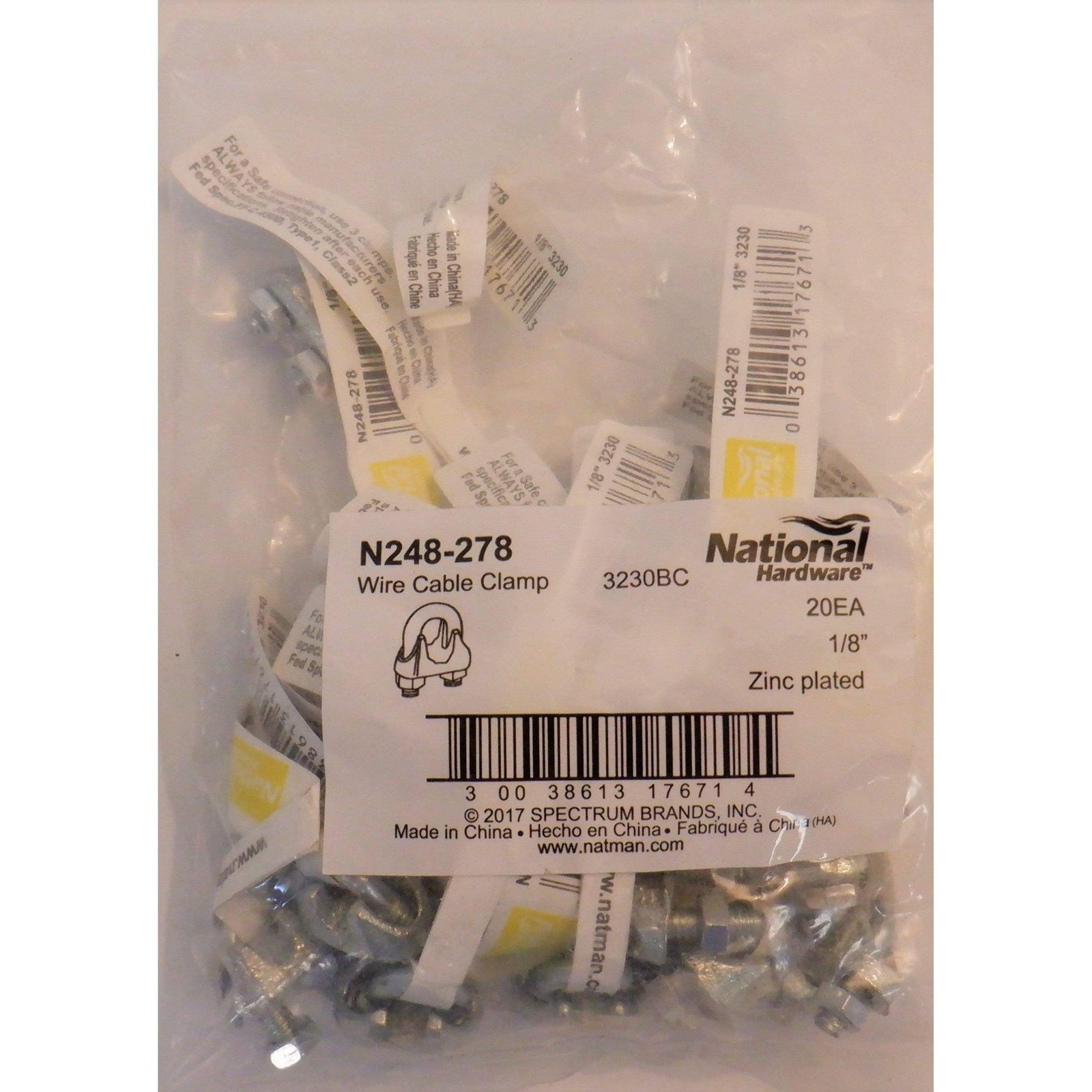 National Hardware Wire Cable Clamp 1/8" Zinc plated N248-278 (20-Pack)