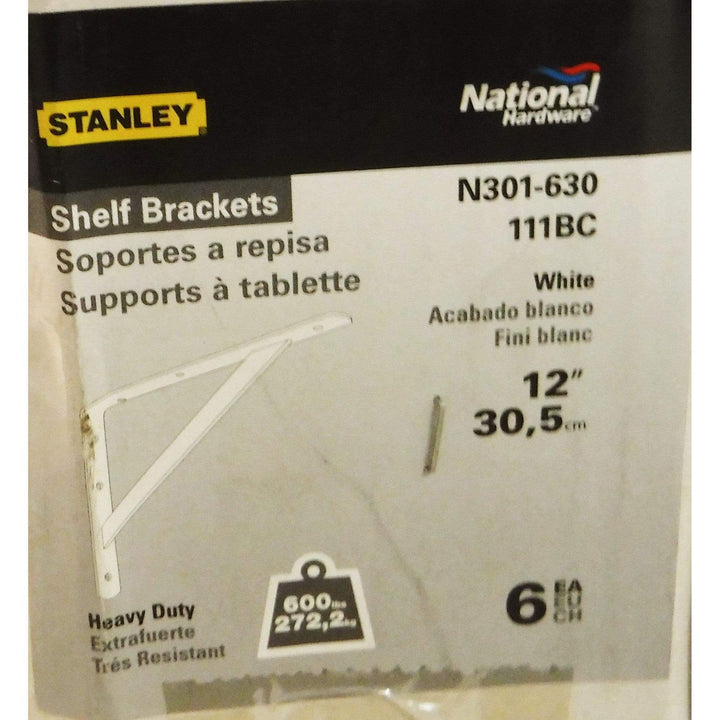 National Hardware 111BC 12" Shelf Bracket, White (6-Pack)