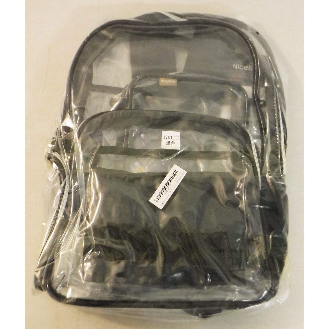 NiceEbag Clear Backpack Reinforced Straps for School, Black