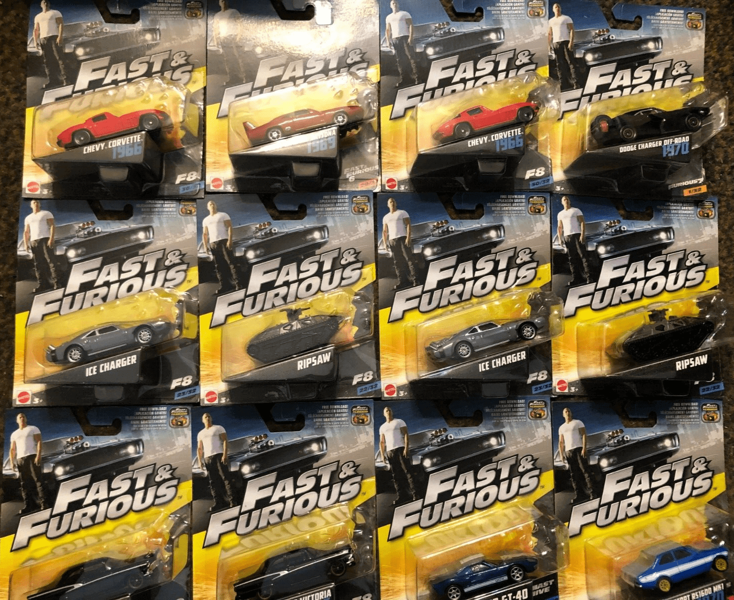 16x Fast & Furious Diecast Cars Mattel 1:55 scale, collectible vehicle lot for enthusiasts.
