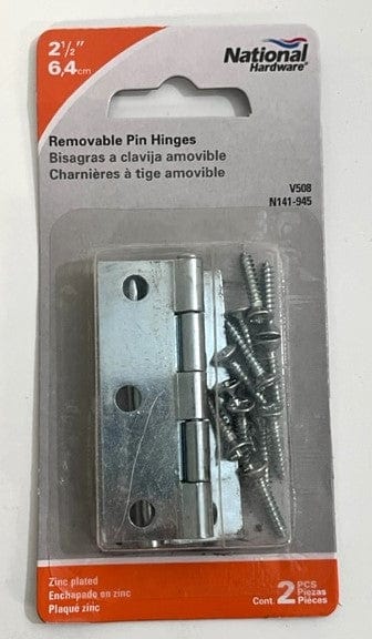 National Hardware N141-945 V508 Removable Pin Hinges 2-1/2" (2-Pack) 2-1/2" / Zinc