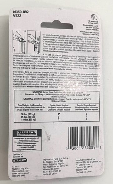 National Hardware Spring Hinges 3-1/2" Cold Rolled Steel, Satin Nickel (2-Pack) 3-1/2" / Satin Nickel finish