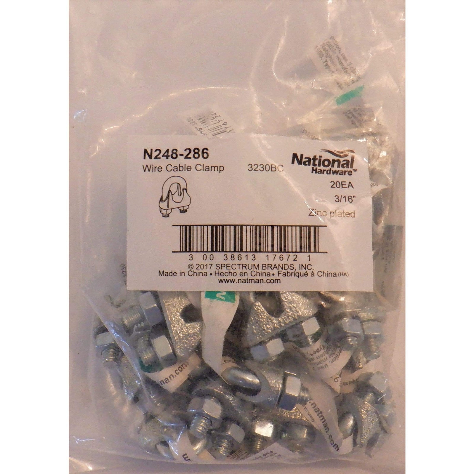 National Hardware Wire Cable Clamp 1/8" Zinc plated N248-278 (20-Pack)