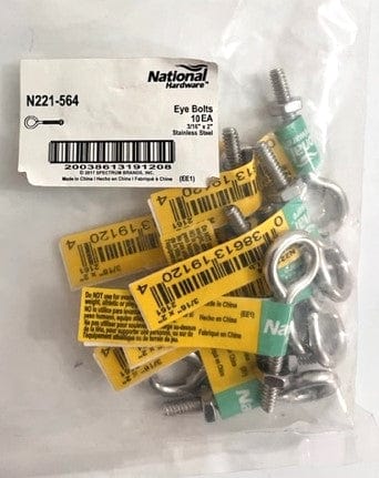 National Hardware Eye Bolts Stainless Steel 3/16" x 2" (N221-564) 10-Pack / Stainless Steel