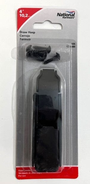National Hardware 4" Draw Hasp 4" / Black powder coated