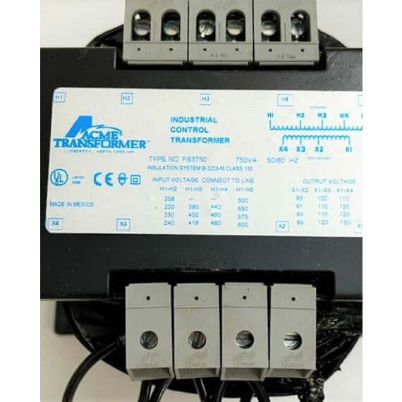 Acme FS3750 Transformer 750VA, 50/60 Hz, industrial control, new in rough box.
