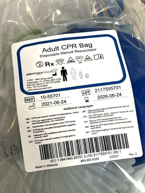 Adult CPR Bag Disposable Manual Resuscitator