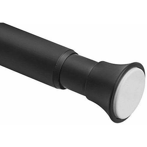 Amazon Basics Shower Curtain Tension Rod, 36-54" Black, adjustable, tool-free setup