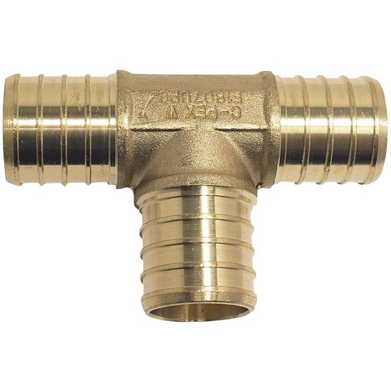Apollo APXT34 PEX Brass Crimp Tee 3/4" (5-Pack): Durable, corrosion-resistant tees for connecting PEX pipes in plumbing systems.
