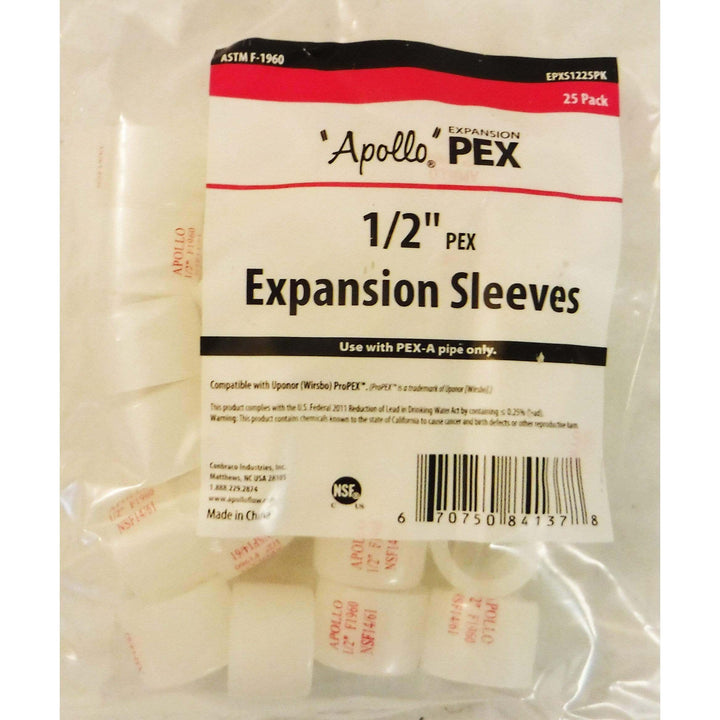 Apollo EPXS1225PK PEX Expansion Sleeves, 1/2" (25-Pack)