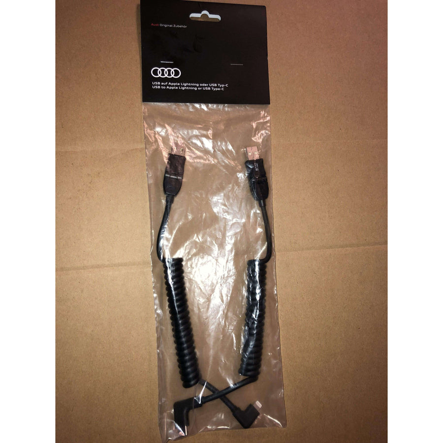 Audi USB to Apple Lightning and USB to USB Type-C Cables - 8S0051435H NEW