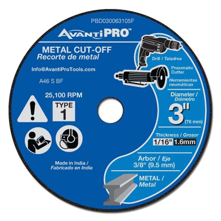 Avanti Pro 3" x 1/16" x 3/8" Metal Cut-Off Disc (5-Pack)
