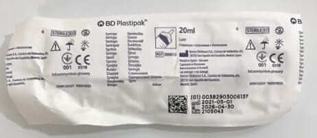 BD 300613 Plastipak 20ml Luer Syringe  (120/Box)