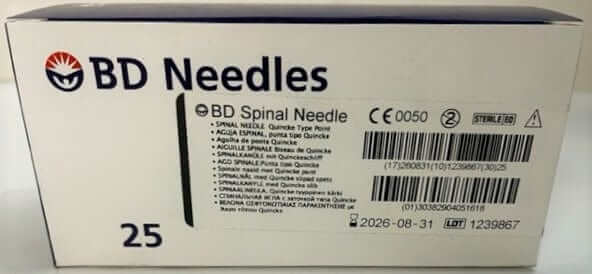 BD 405161 Spinal Needle, 22G x 1.5", 25-pack: precision needles for safe and accurate spinal punctures, ensuring reliable procedures.