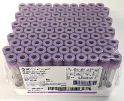 BD Vacutainer K2 EDTA Blood Collection Tubes 367841 (100 Pack)