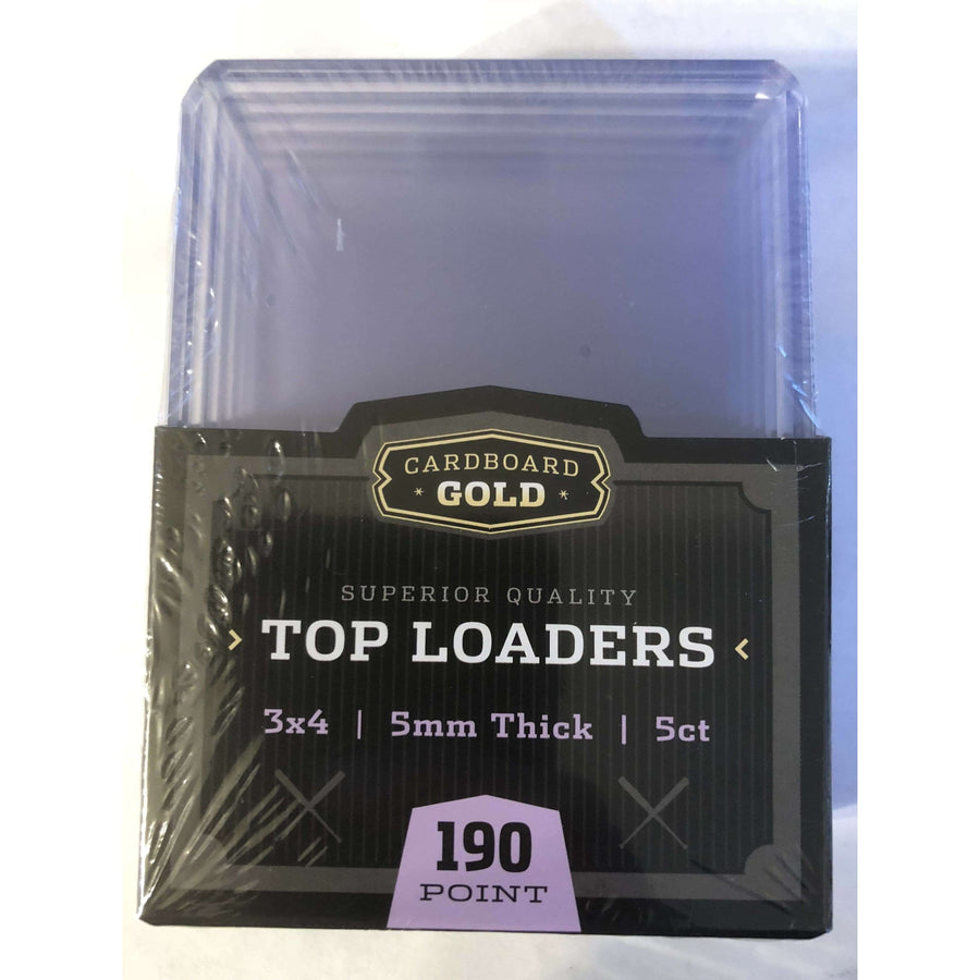 Cardboard Gold 1 Pack of 5 Top Loaders 190 point 5mm 3" x 4" For Thick Cards