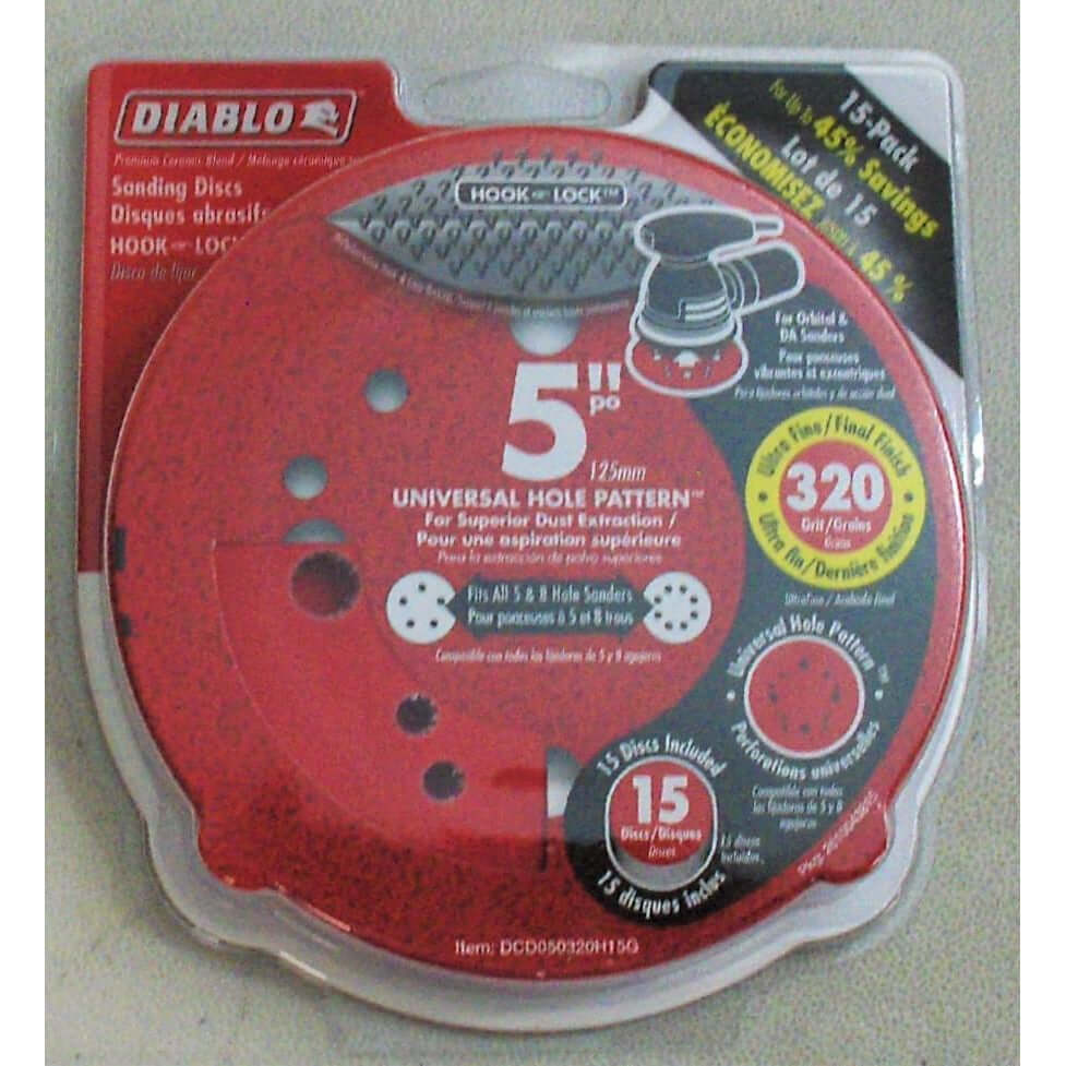 Diablo DCD050320H15G 320 Grit Sanding Discs 5" (15-Pack)