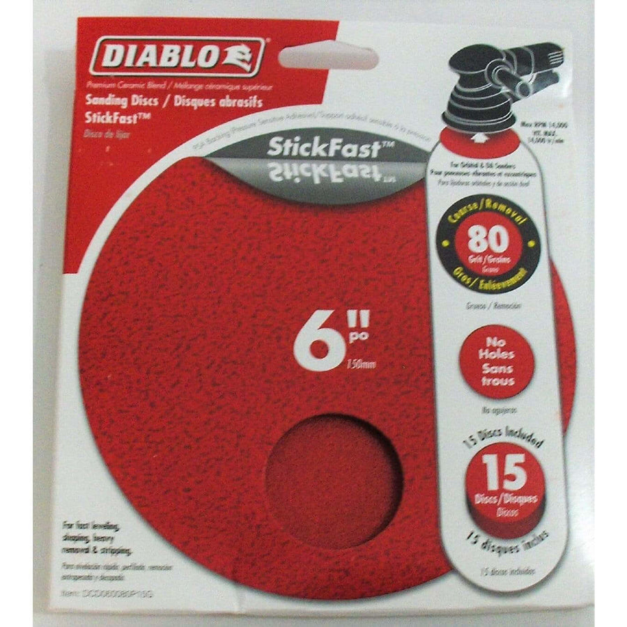 Diablo 6" 80 Grit StickFast Sanding Discs (15-Pack)