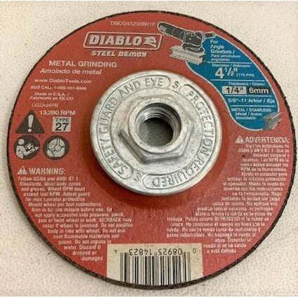 Diablo Type 27  4-1/2" x 1/4" x 5/8" Steel Demon Metal Grinding Cut