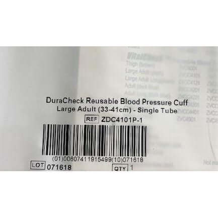DuraCheck Bladderless Blood Pressure Cuff Large Adult (33-41cm) Single Tube