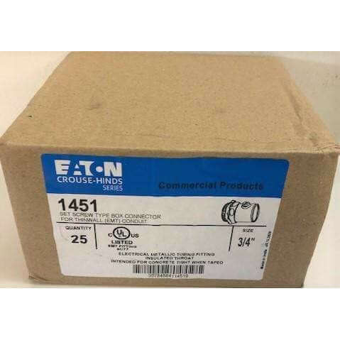 Eaton Crouse-Hinds 1451 3/4" Set Screw Type Box Connector (25-Pack)