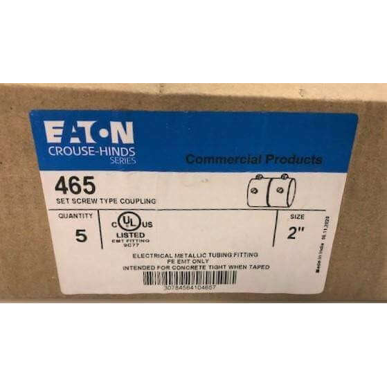 Eaton Crouse-Hinds 465 2" Set Screw Type EMT Coupling (5-Pack)