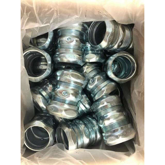 Eaton Crouse-Hinds 662 1-inch compression type coupling, durable galvanized steel, for EMT conduit connections, 25-pack.