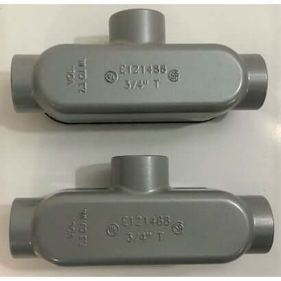 Eaton Crouse-Hinds T25-CGN 3/4" T Conduit Body with Cover (2-Pack)