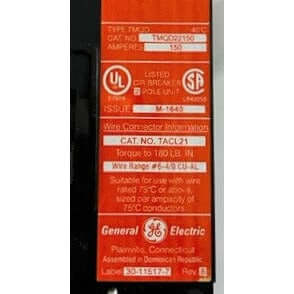 General Electric TMQD22150 150 amp 2pole GE Main Circuit Breaker