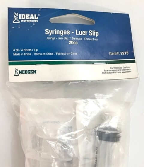 Ideal 9273 Luer Slip Syringes 20cc (4-Pack)